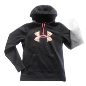 Women's Under Armour Coldgear Semi Fitted Hoodie Sweatshirt Black Pink Hoody
